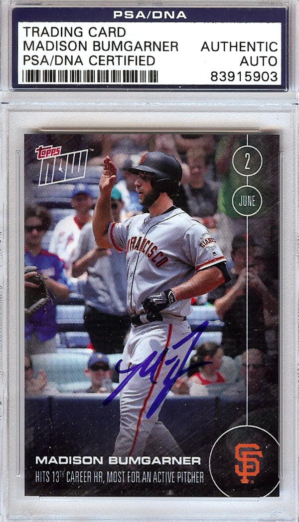 Madison Bumgarner Autographed 2016 Topps Now Card #119 San Francisco Giants PSA/DNA Stock #108024