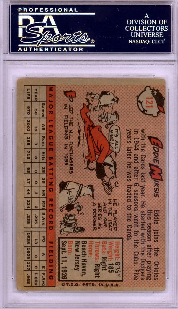 Eddie Miksis Autographed 1958 Topps Card #121 Baltimore Orioles PSA/DNA #83919424