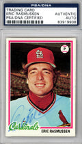 Eric Rasmussen Autographed 1978 Topps Card #281 St. Louis Cardinals PSA/DNA #83919938