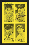 Earl Averill, Lou Boudreau & Bob Feller Autographed 1977 Jim Rowe 4-On-1 Exhibit Card Cleveland Indians SKU #161030