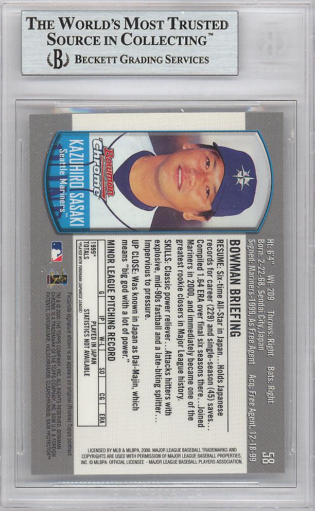 Kazuhiro Sasaki Autographed 2000 Bowman Chrome Rookie Card #58 Seattle Mariners Beckett BAS Stock #120871