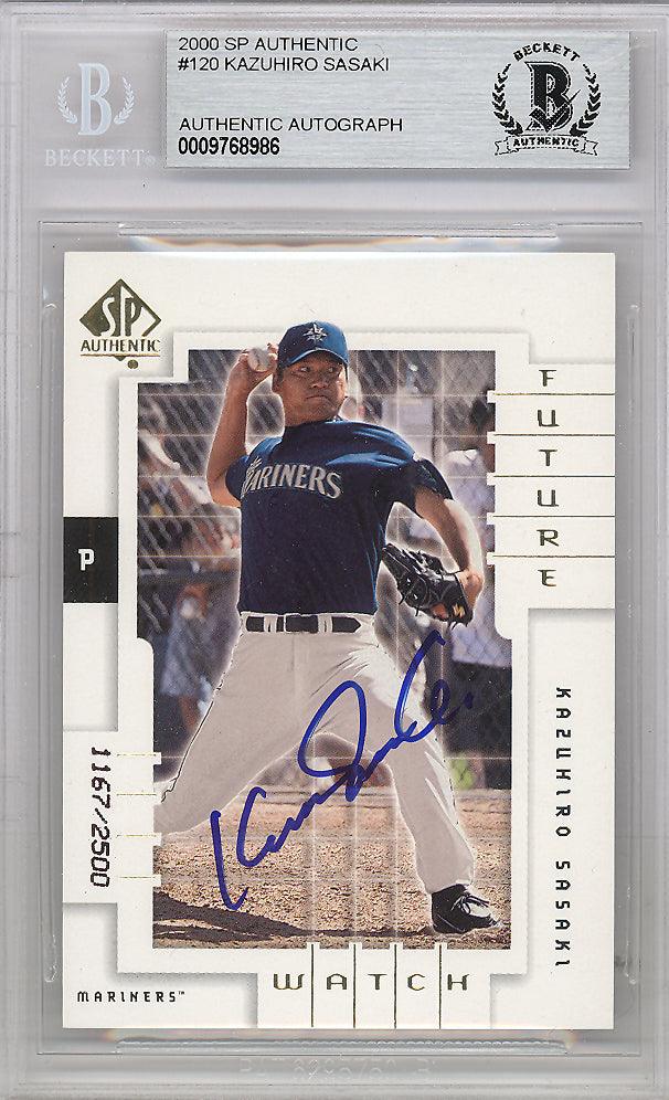 Kazuhiro Sasaki Autographed 2000 SP Authentic Rookie Card #120 Seattle Mariners Beckett BAS Stock #120874
