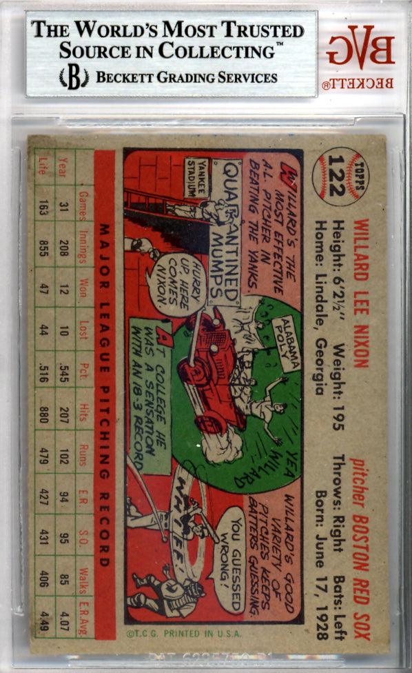 Willard Nixon Autographed 1956 Topps Card #122 Boston Red Sox Beckett BAS #9770757