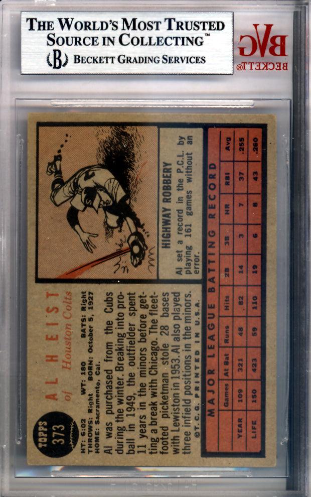 Al Heist Autographed 1962 Topps Card #373 Houston Colt .45's Beckett BAS #9771086