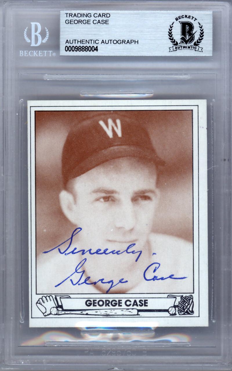 George Case Autographed 1983 1942 Play Ball Reprint Card #20 Washington Senators Beckett BAS #9888004