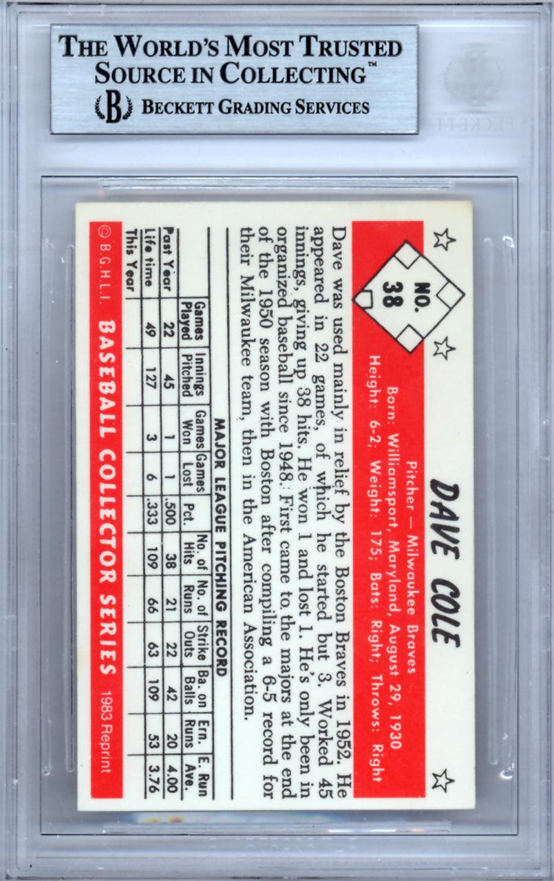 Dave Cole Autographed 1953 Bowman Reprint Card #38 Milwaukee Braves Beckett BAS #9888189