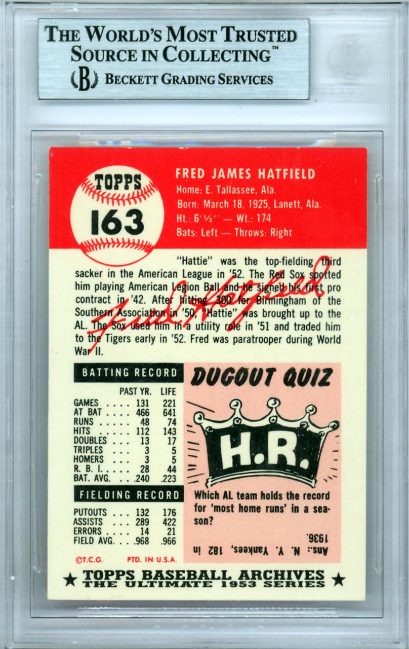 Fred Hatsfield Autographed 1953 Topps Archives Card #163 Detroit Tigers Beckett BAS #9888249