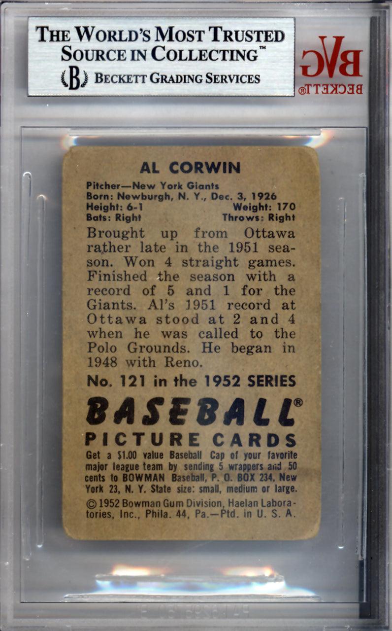 Al Corwin Autographed 1952 Bowman Card #121 New York Giants Beckett BAS #9888907