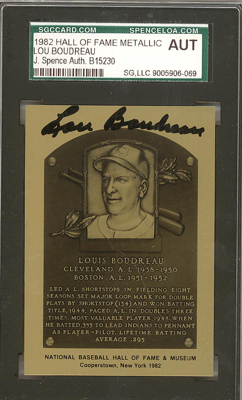 Lou Boudreau Autographed 1989 HOF Metallic Plaque Card Cleveland Indians JSA #B15230