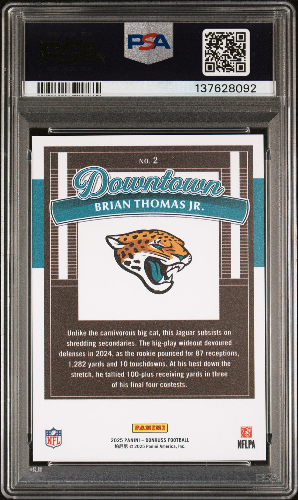 2025 Donruss Downtown Brian Thomas Jr. #2 PSA 10