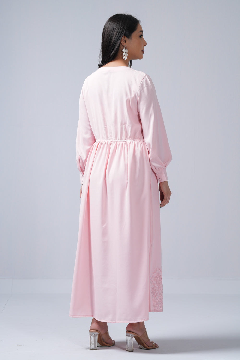 Flower Muse Pink Long Maxi Dress for Women