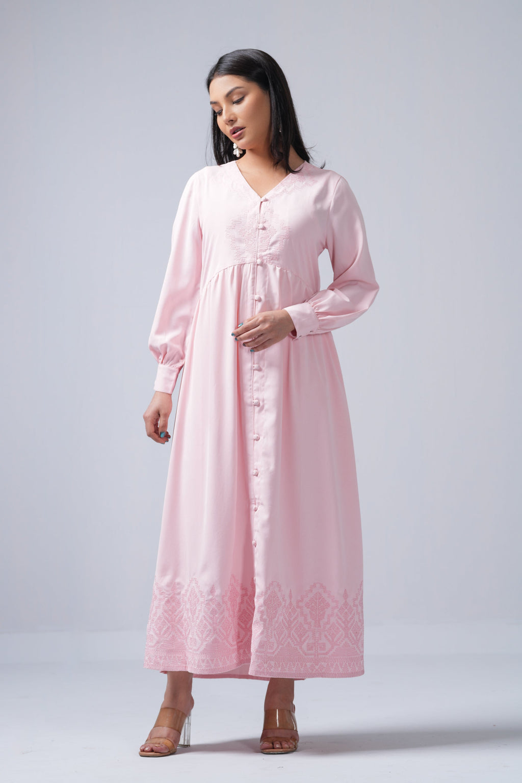 Flower Muse Pink Long Maxi Dress for Women