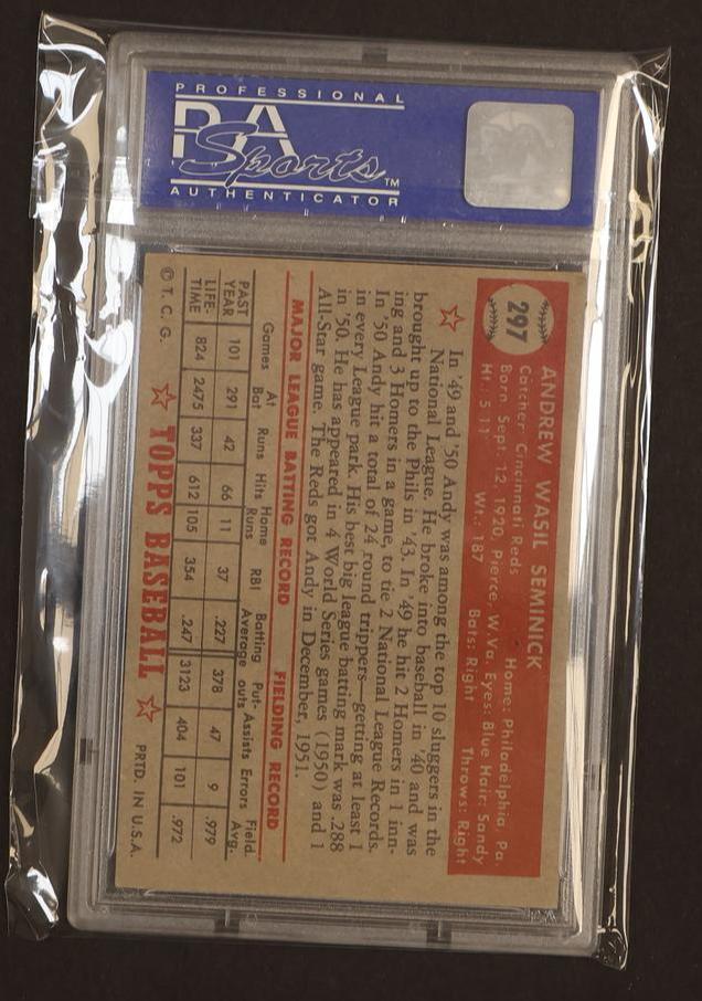 1952 Topps #297 Andy Seminick PSA 7 OC 06247582