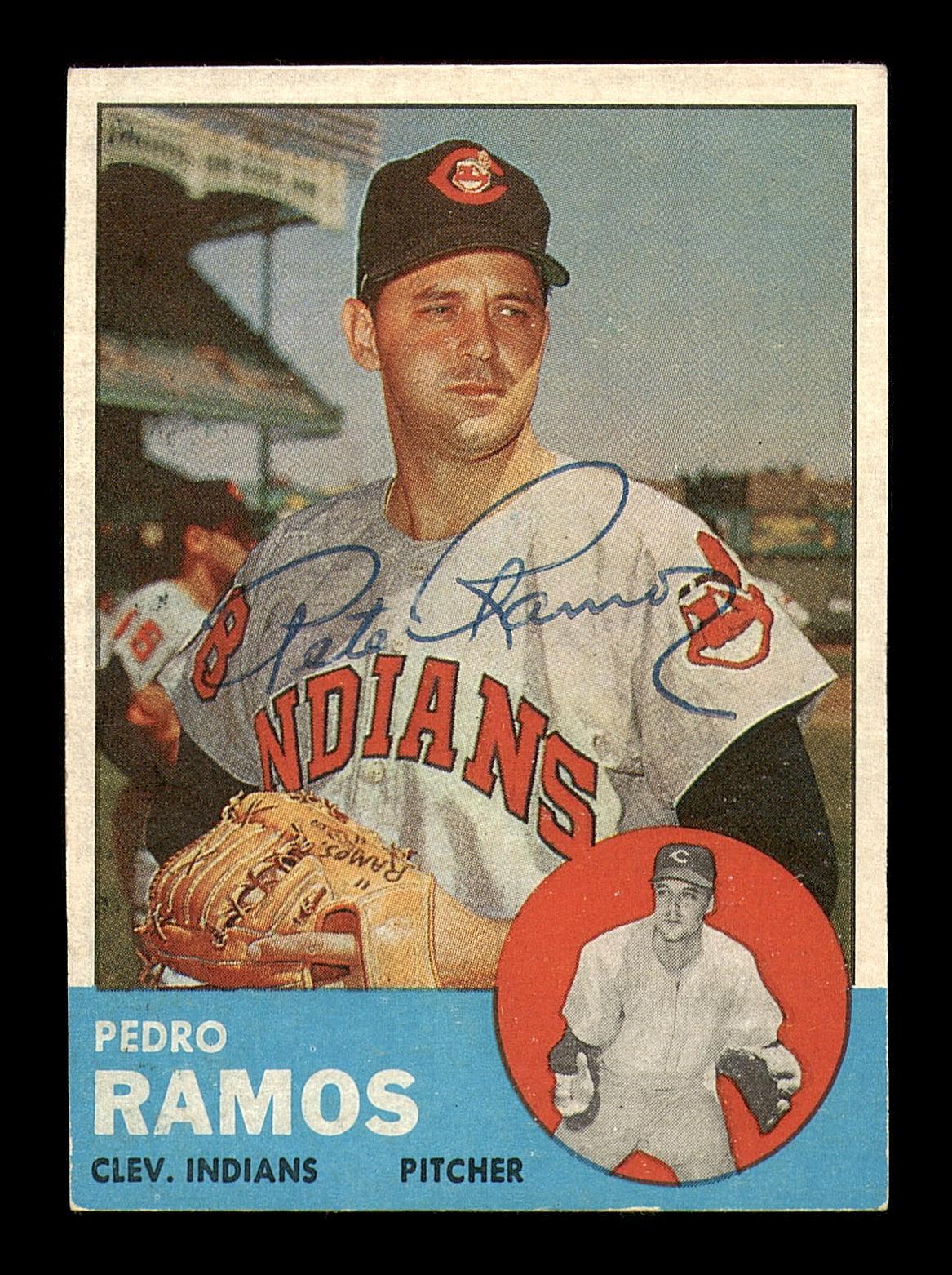 Pedro Ramos Autographed 1963 Topps Card #14 Cleveland Indians SKU #182977