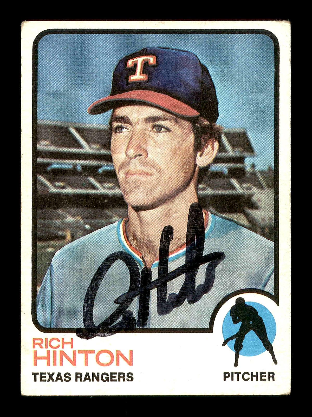 Rich Hinton Autographed 1973 Topps Card #321 Texas Rangers SKU #178697