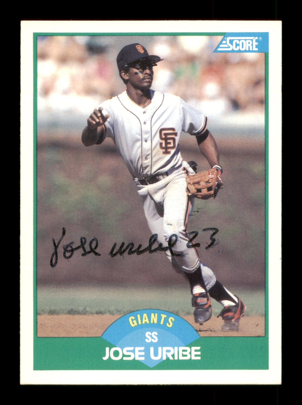 Jose Uribe Autographed 1989 Score Card #56 San Francisco Giants SKU #188220