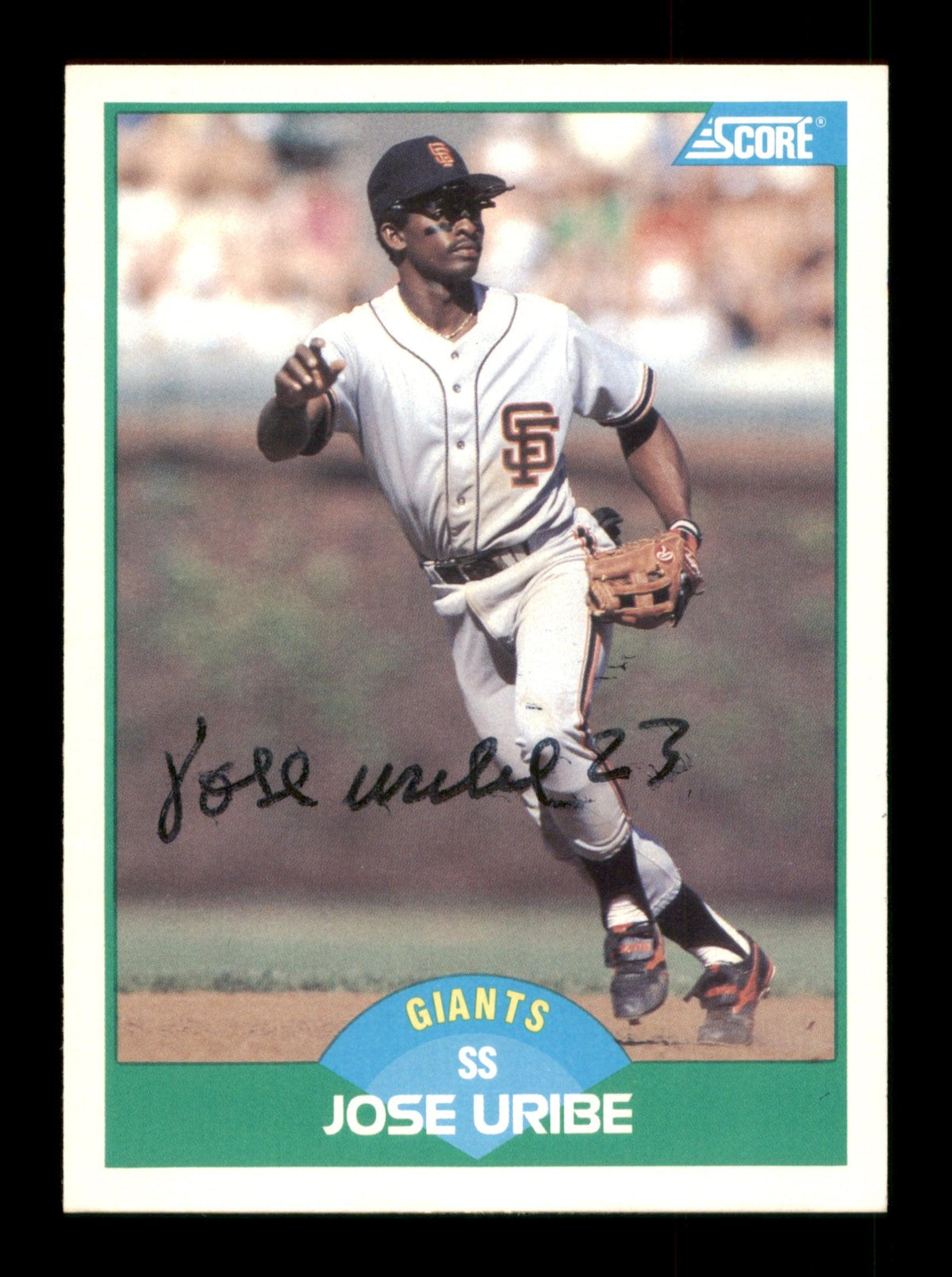 Jose Uribe Autographed 1989 Score Card #56 San Francisco Giants SKU #188220