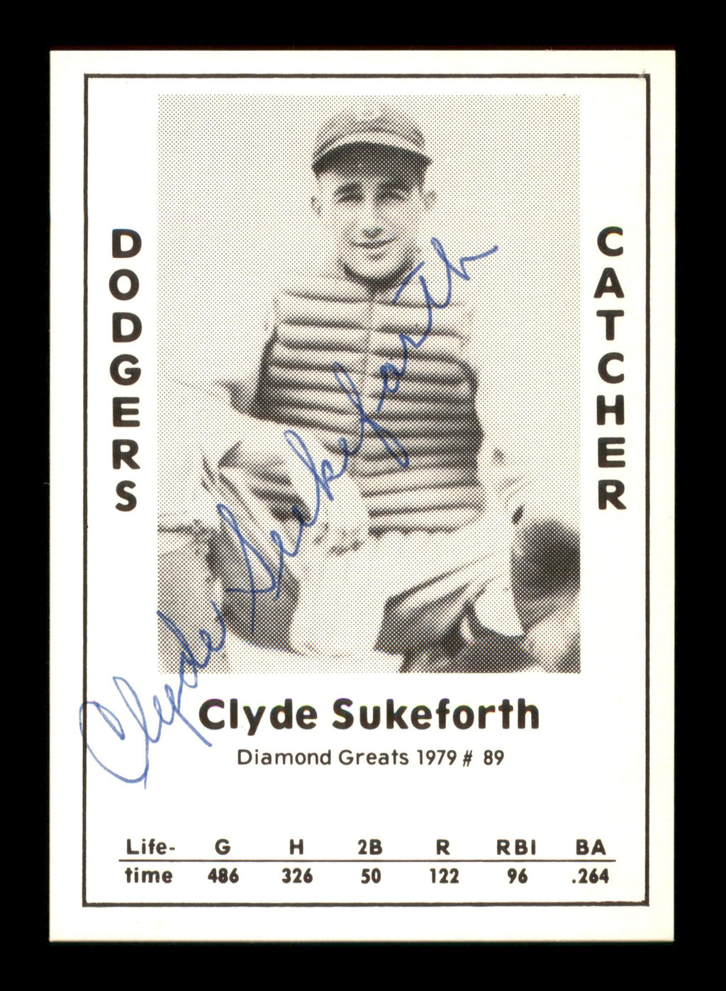 Clyde Sukeforth Autographed 1979 Diamond Greats Card #89 Brooklyn Dodgers SKU #188711