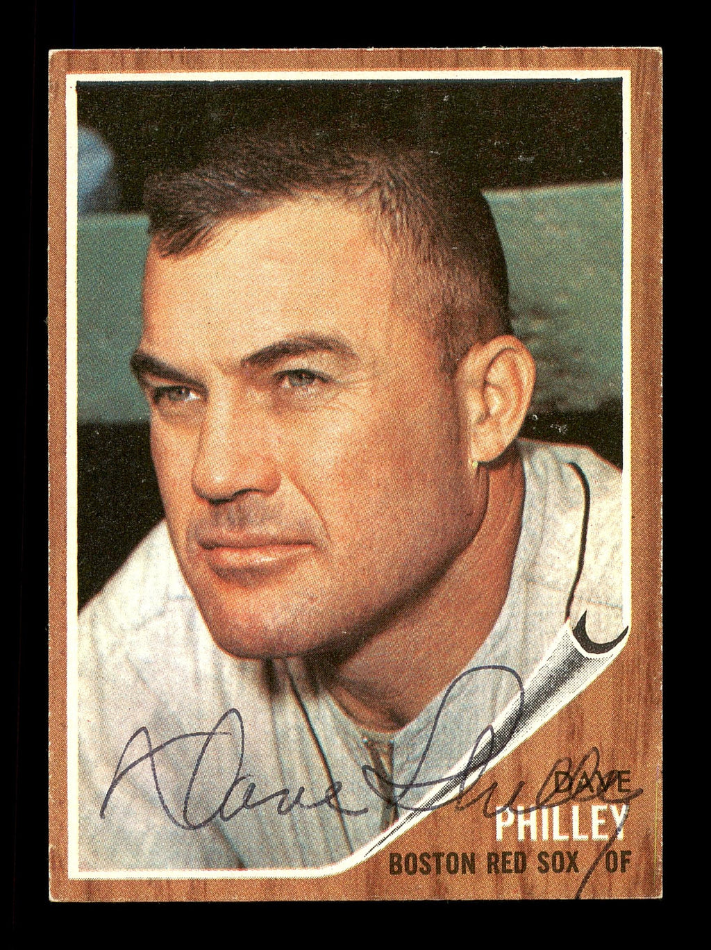 Dave Philley Autographed 1962 Topps Card #542 Boston Red Sox High Number SKU #170030