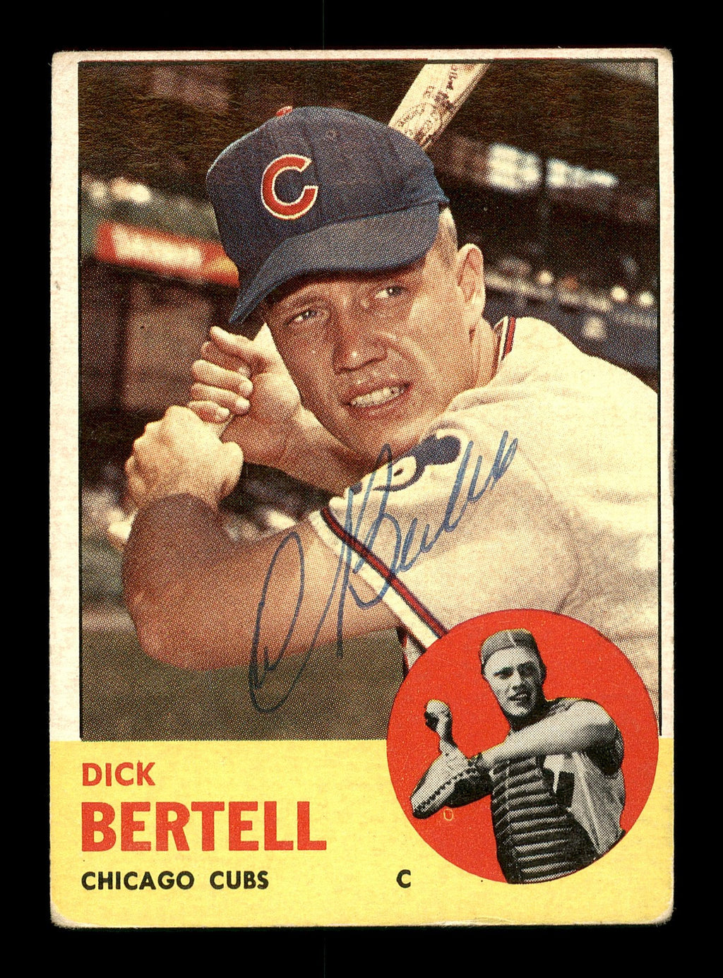 Dick Bertell Autographed 1963 Topps Card #287 Chicago Cubs SKU #170122