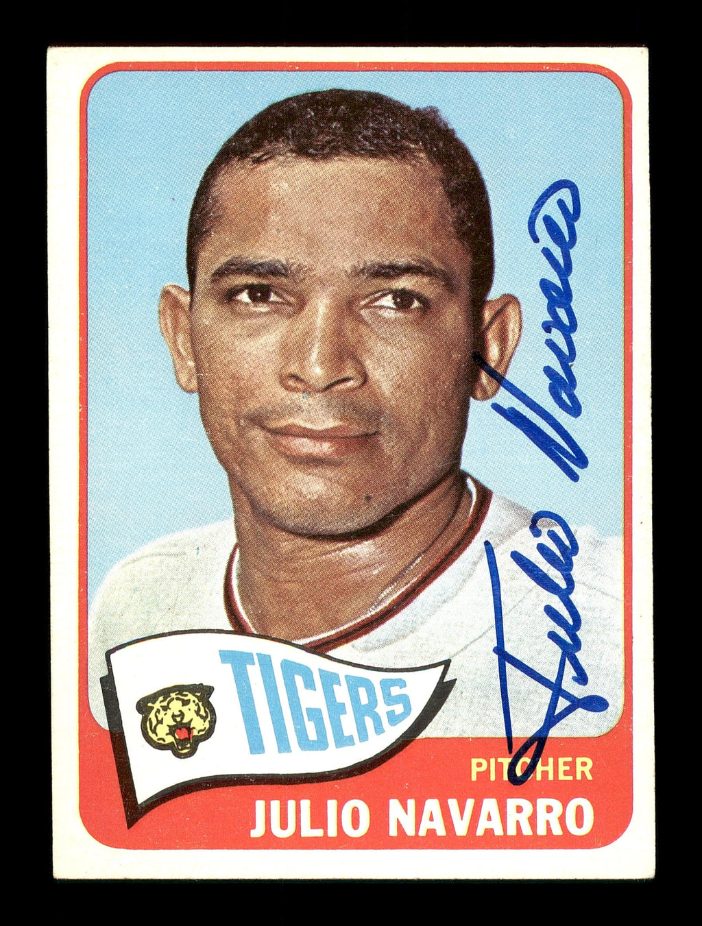 Julio Navarro Autographed 1965 Topps Card #563 Detroit Tigers SKU #170570
