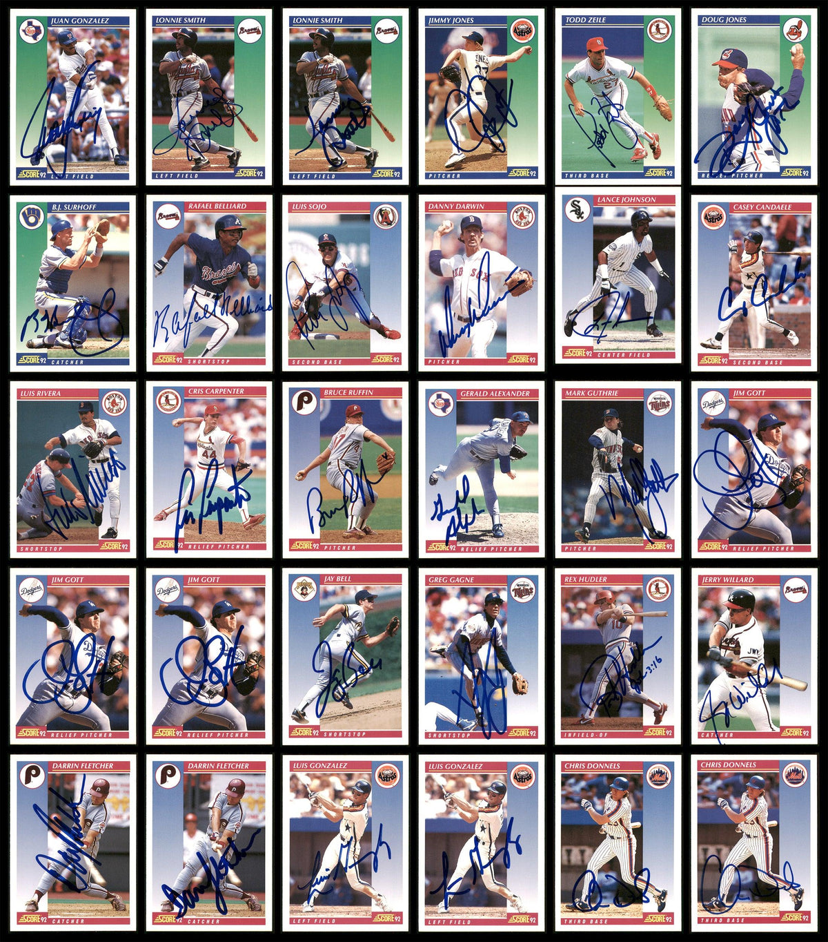 1992 Score Baseball Autographed Cards Lot Of 128 SKU #185566