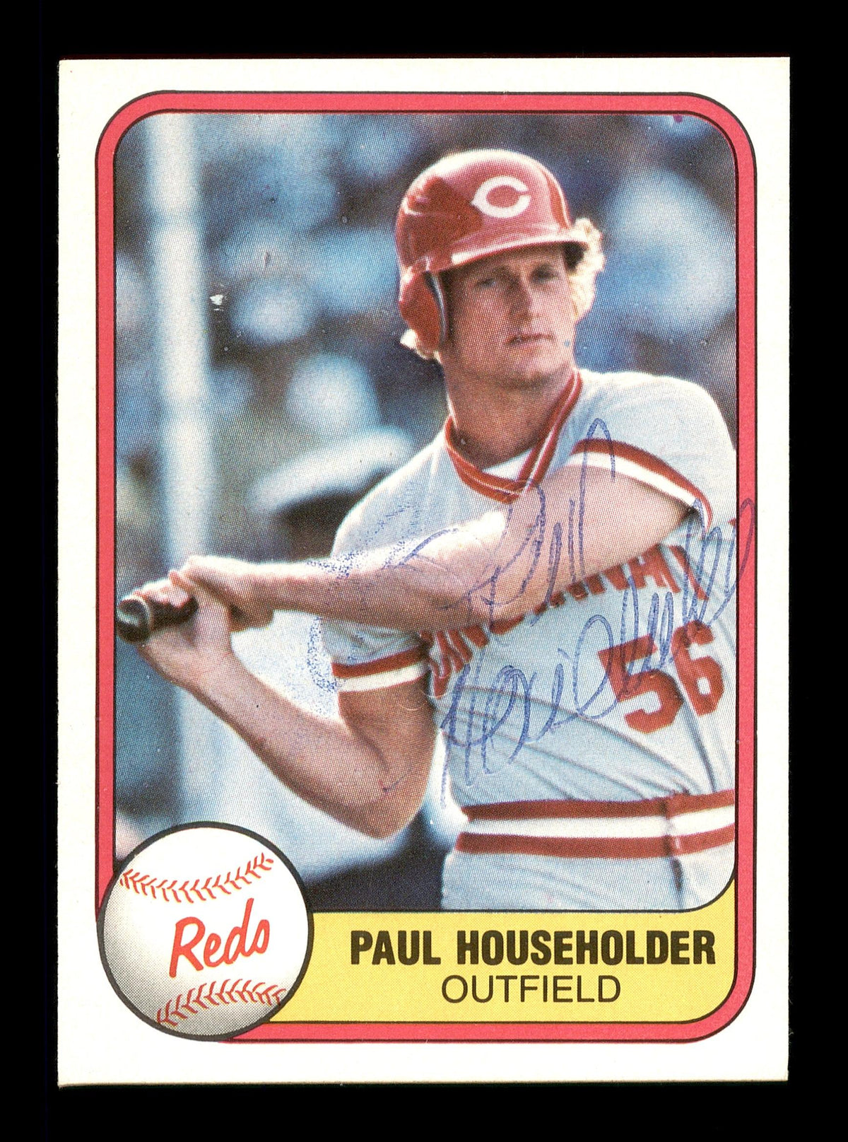 Paul Householder Autographed 1981 Fleer Rookie Card #217 Cincinnati Reds SKU #166530