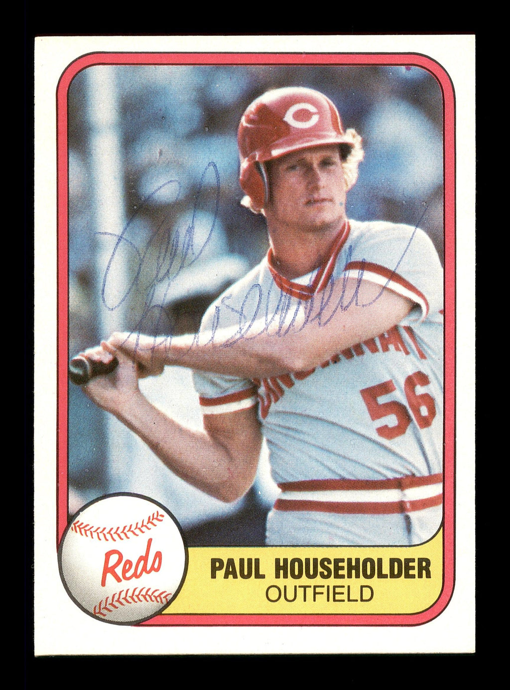Paul Householder Autographed 1981 Fleer Rookie Card #217 Cincinnati Reds SKU #166531